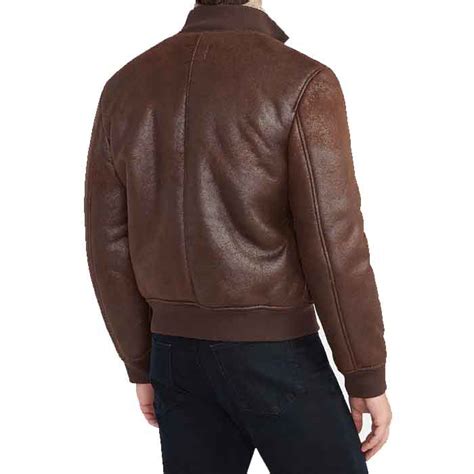 Shop Brown Vegan Leather Sherpa Lined Bomber Jacket Mr Styles