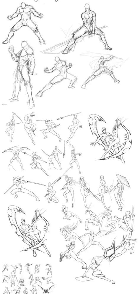 Some Sketches Of People Doing Different Poses