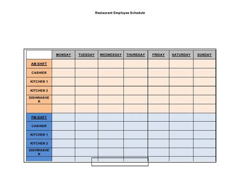 Employee Schedule Template Printable