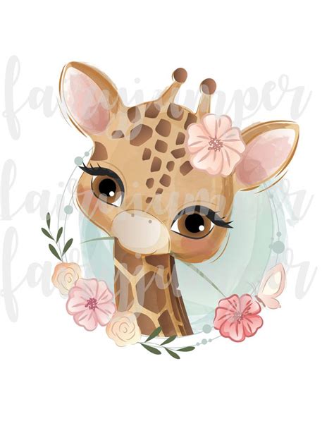 Giraffe Clipart Baby Giraffe Giraffe Watercolor PNG Sublimation