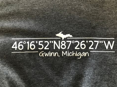 Gwinn Michigan Latitude And Longitude Coordinates T Shirts And Hoodies