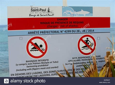 No Swimming Signs Warning Of Sharks On The Beach At Saint Paul Saint