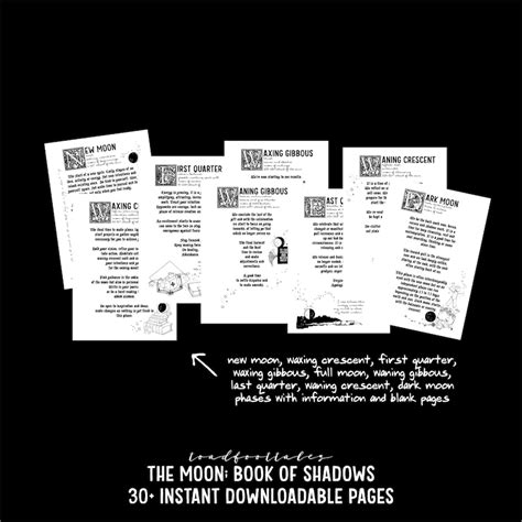 Bos Moon Phases Book Of Shadows Printable Pdf Pages Etsy