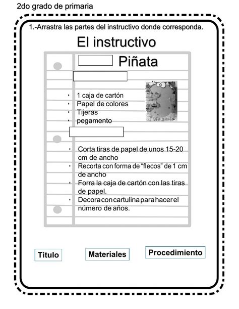 Ejercicio Online De Partes Del Instructivo Para 2 Grado Puedes Hacer