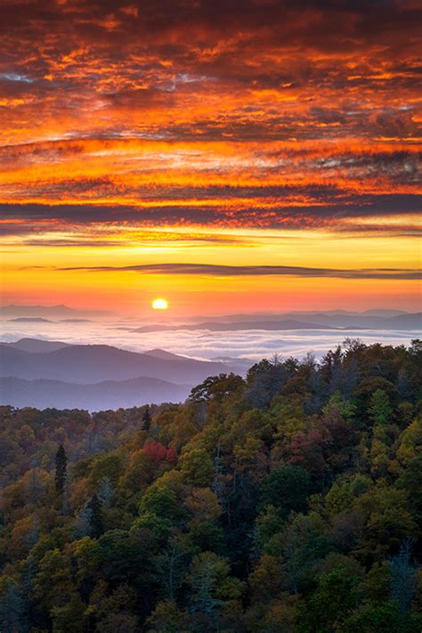 Appalachian Mountains Blue Ridge Parkway Autumn Sunrise Scenic
