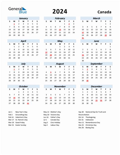 Calendar 2024 With Holidays Canada 2024 Calendar Printable