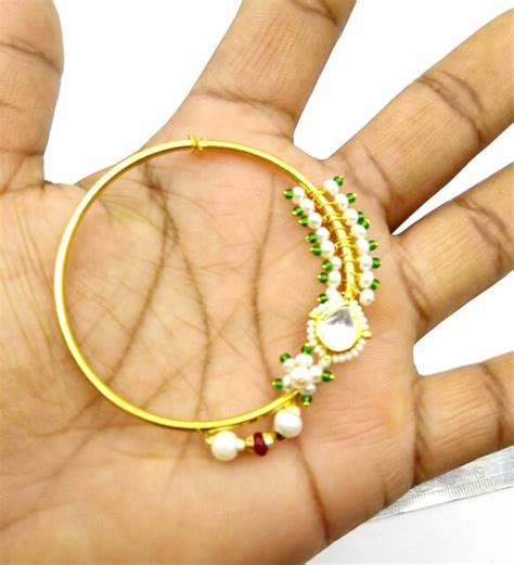 Indian Handmade 20 K Yellow Gold Bridal Nath Nose Ring Jodha Nose Ring