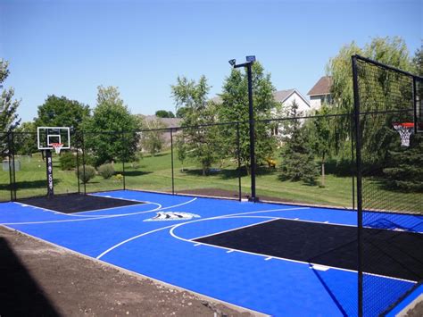 Designed for locations and backyards with limited space, the mini court features approximately 500 square feet of court space complete with a colored, regulation sized 12' wide lane. Basketball Courts | Sport Court North