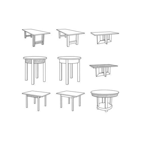 Set Of Table Line Art Style Collection Modern Abstract Furniture Logo