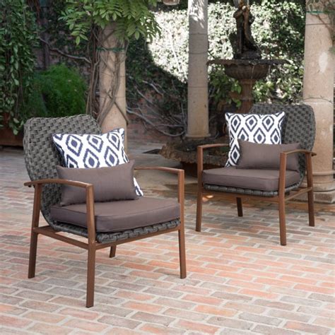Shop allmodern for modern and contemporary metal outdoor lounge chairs to match your style and budget. Brolin Outdoor Wicker Club Chairs with Dark Brown Wood ...