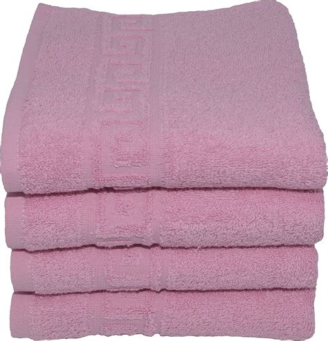 4 Pink Hand Towels Set100 Natural Cotton 50x90 Cm Large Hotel Quality