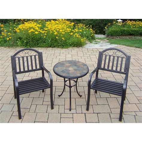 Oakland Living Rochester Stone Art 3 Pc Patio Bistro Set From