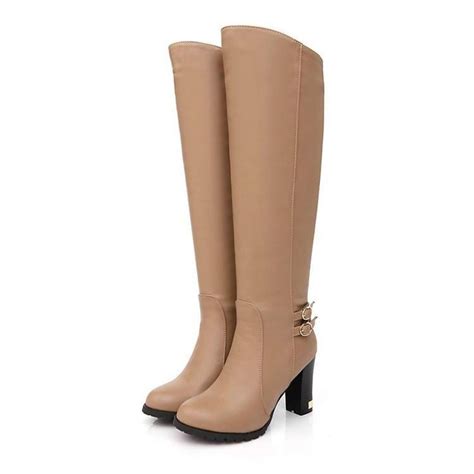 women pu leather buckle over the knee boots high heels 7285 high heel boots knee womens