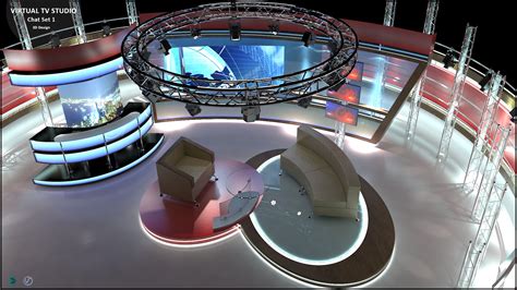 Virtual Tv Studio Chat Set 3d Model