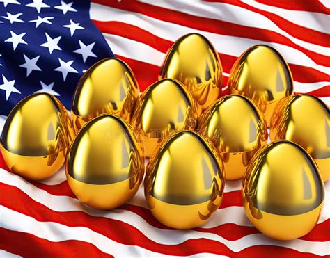 Easter Golden Eggs On Flag Of United States Of America Religious Usa