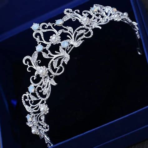 Wedding Crown Light Blue Crystal Tiara Crown Princess Bridal Etsy In 2021 Blue Wedding