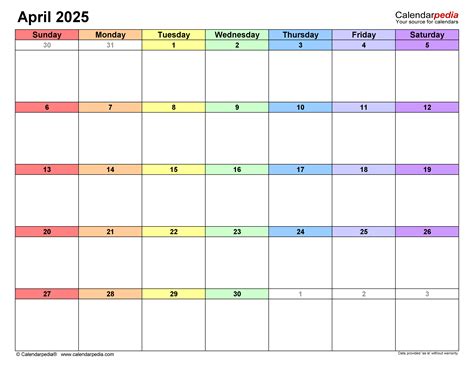 April 2025 Calendar Templates For Word Excel And Pdf