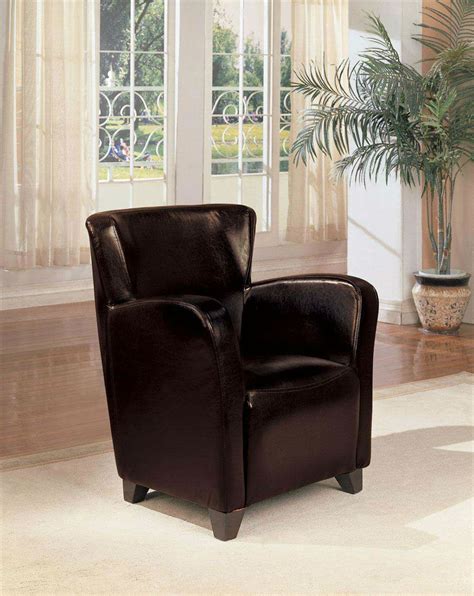 Brown leather accent chair