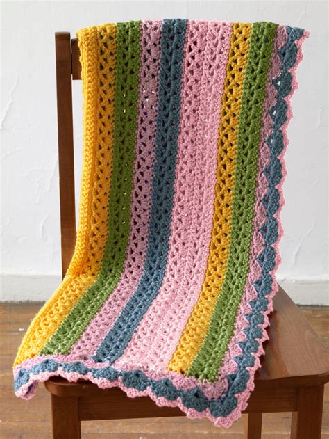 Summer Stripes Baby Afghan Pattern Crochet Lion Brand Yarn