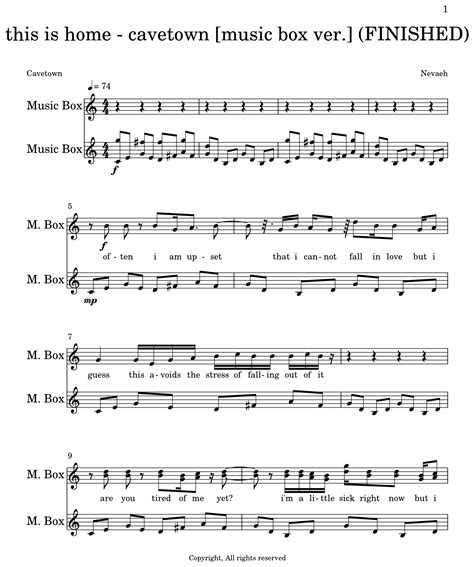 This Is Home Cavetown Music Box Ver Finished Sheet Music For