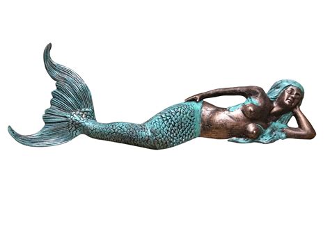 Laying Mermaid On Side Verdi Aluminum Garden Statues Aluminum