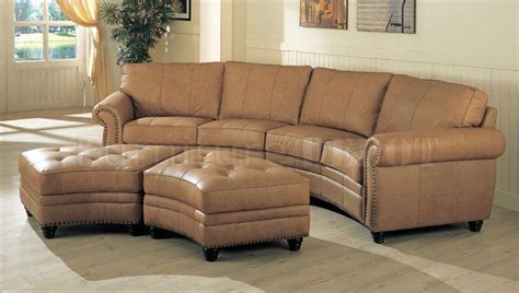 Camel Color Leather Sectional With Recliner Lovella Melton