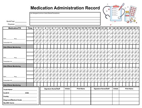 Medication Administration Record Template Free Pdf Printables
