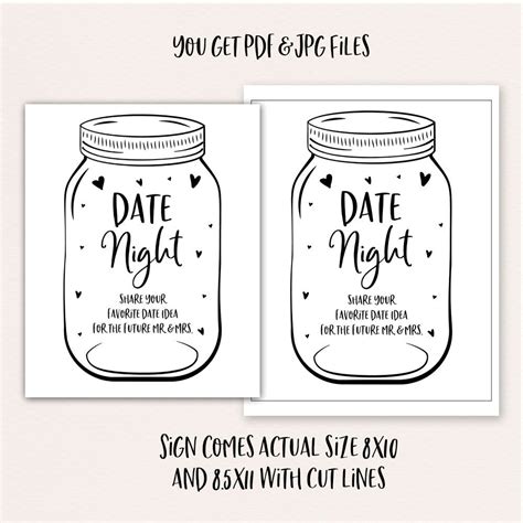 Date Night Jar Date Jar Sign And Cards Date Night Idea Card Etsy Australia