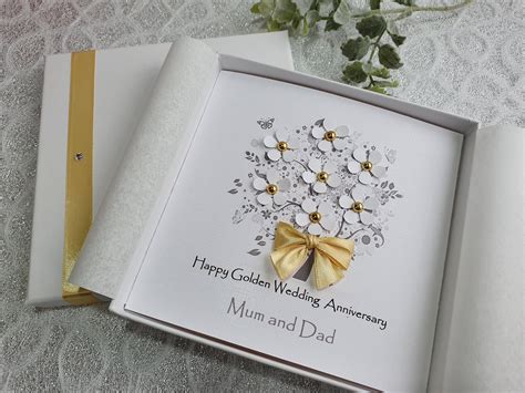 Home And Garden Personalised Handmade Gold 50th Wedding Anniversary Card