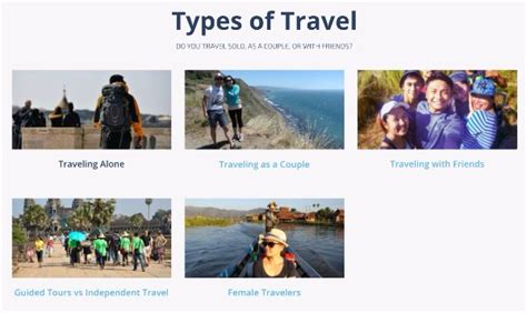 types of travel backpacker travel