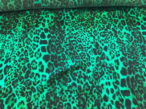 Cheetah Silk Fabric Green Leopard Silk Fabric Mulberry Silk Etsy