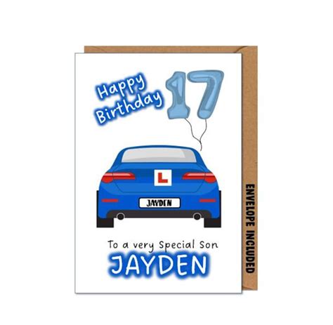 Personalised 17th Birthday Card New Driver Learner Car Son Daughter