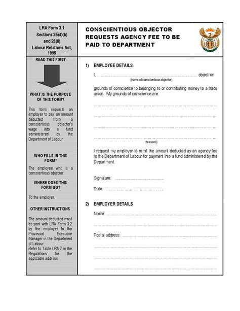 Check spelling or type a new query. Form LRA3.1 - Conscientious objector requests agency fee ...