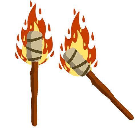 Torch On Stick Primitive Weapon Burning Club Cartoon Flat Illustration 6402359 Vector Art At
