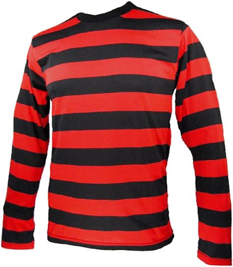 Long Sleeve Striped Shirt Black And Red Large Amazonca Clothing