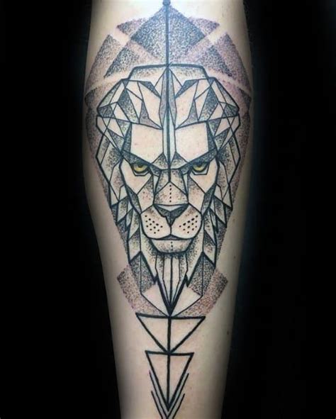 Lions have a very clear and precise meaning when depicted as tattoos; 60 Geometric Lion Tattoo Designs For Men - Masculine Ideas