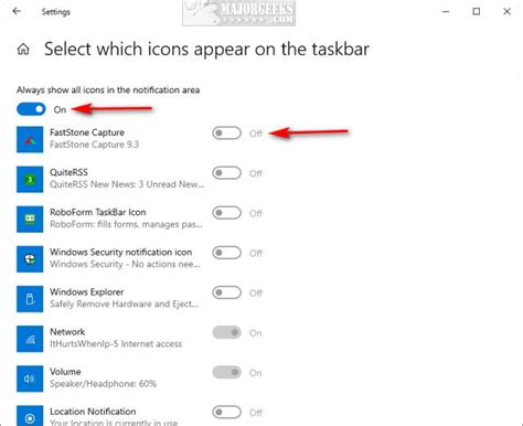 How To Turn Taskbar Notification Icons On Or Off In Windows 10