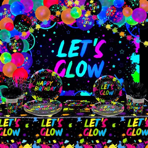 244 Pieces Glow Neon Party Supplies Neon Balloons Glow
