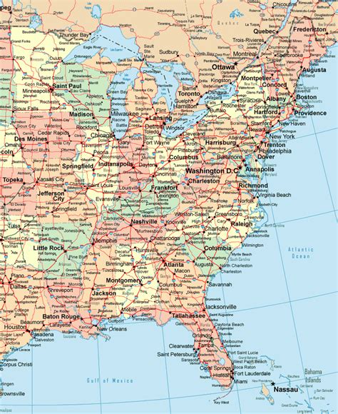 Printable Map Of Eastern United States Adams Printable Map