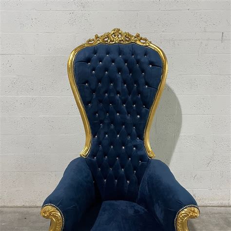 Blue Throne Chair Blue Velvet Chair 2 Left French Chair Etsy