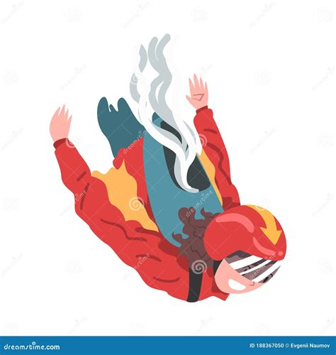 Parachuting Man Extreme Sport Graphic Vector Illustration