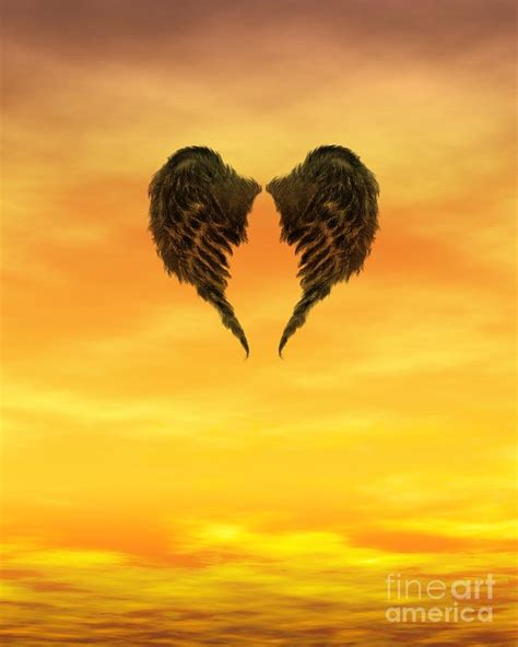 Dark Angel Wings In A Fiery Sunset Sky Digital Art By Fairy Fantasies