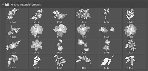 20 watercolor mask ps brushes abr.vol.10. 32 Vintage Watercolor Flower Brushes for Photoshop ...