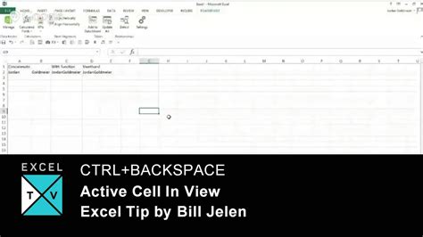 Excel Shortcut Ctrlbackspace Active Cell In View Youtube