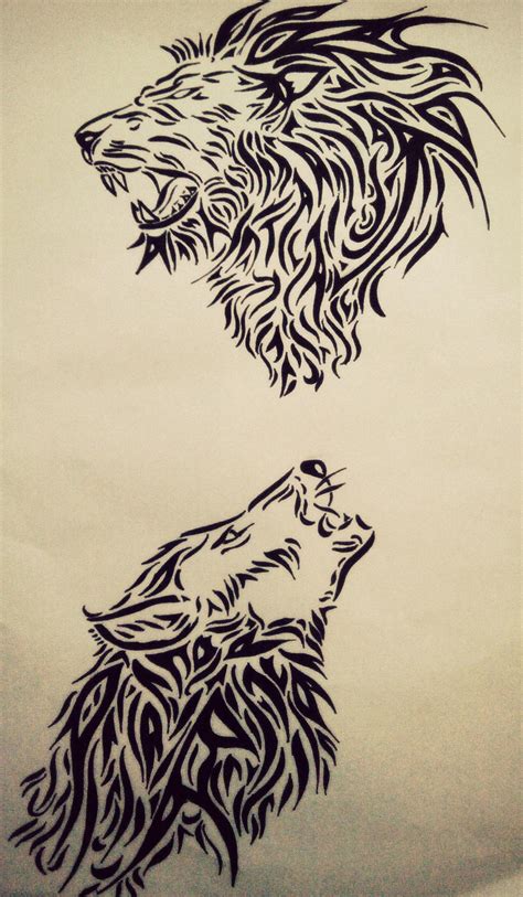 Tribal Lion And Wolf By Tattoo Love Forever On Deviantart