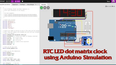Led Dot Matrix Clock With Ds1307 Max7219 Dht22 Simulation Youtube