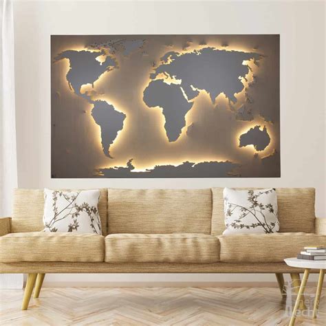 Weltkarte zheng hintergrund beton dekor wandbild. Weltkarte "Scott" | Hintergrund: Birke (Lasur) ? Wandbild aus Holz