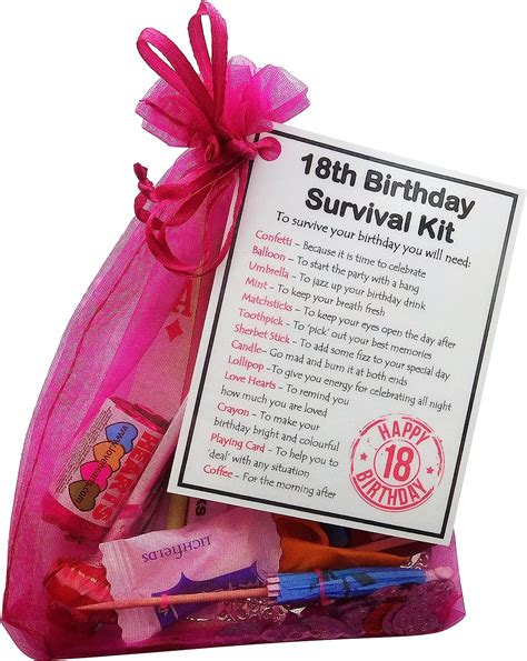 Smile Ts Uk 18th Birthday T Unique Survival Kit Hot Pink