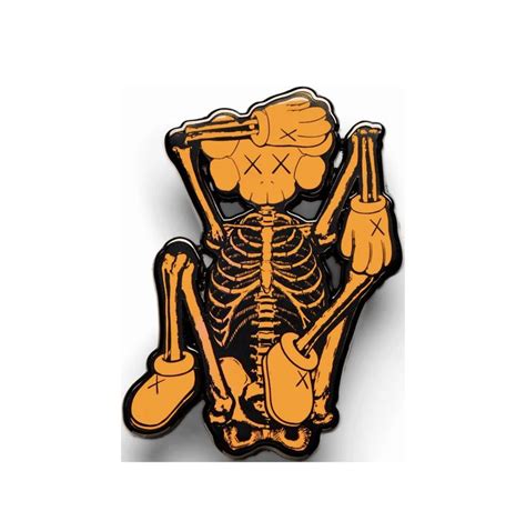 Kaws X Ngv Skeleton Pin 2019 Enamel Pins Orange Enamel Neon Colors