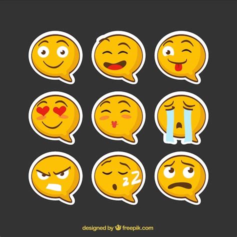 Emoji Stickers Speech Bubble Shaped Vector Free Download